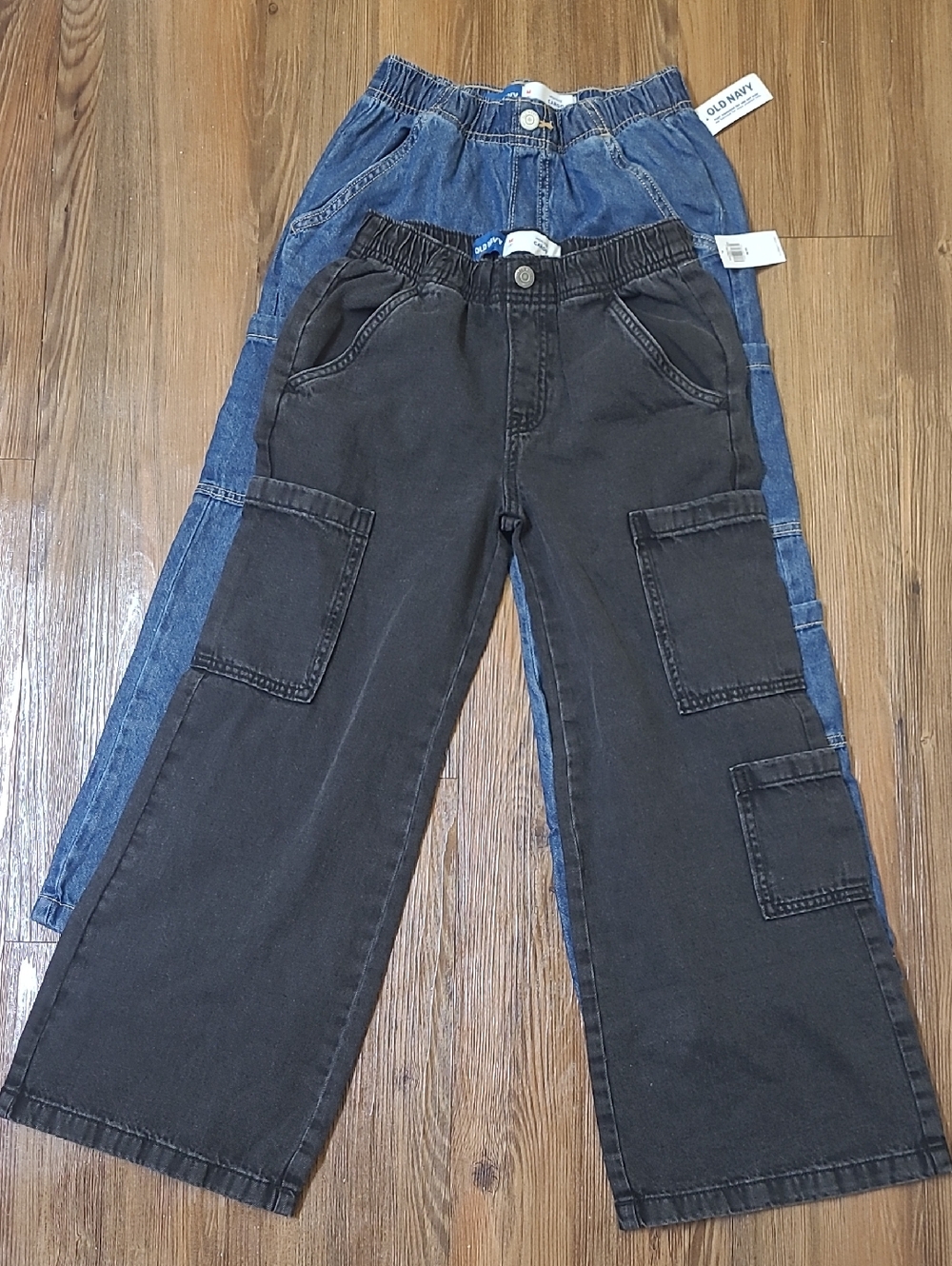 Old Navy Kids Blue Denim & Black Cargo Jeans - Twin Pack